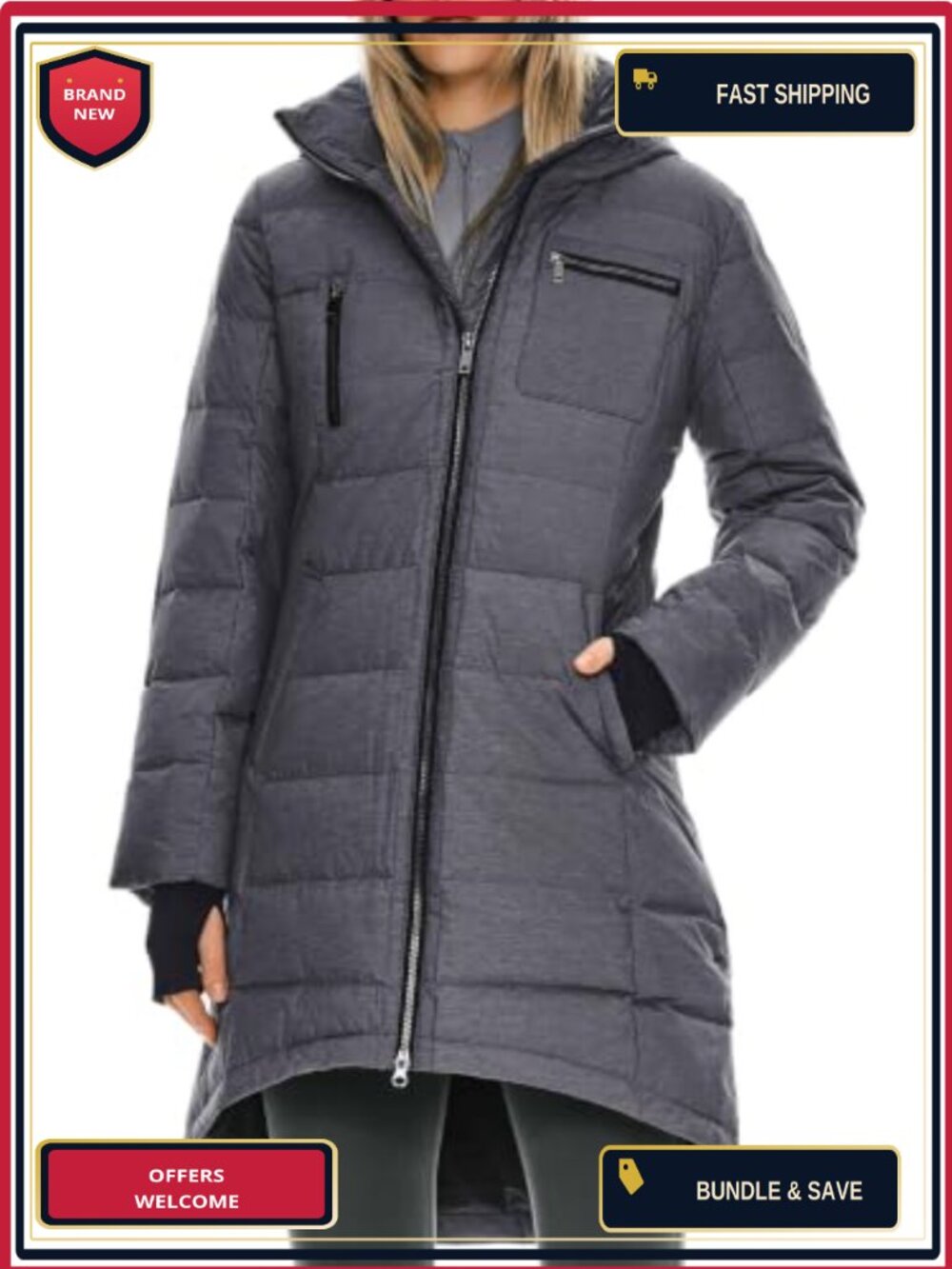 Orolay Mid-Long Hooded Quilted Down Puffer Winter Coat